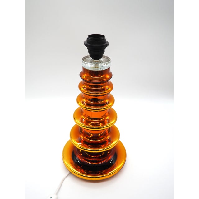Vintage Swedish Copper Colored Glass Table Lamp by Gustaf Leek for Orrefors Glasbruk, 1960s For Sale - Image 6 of 14