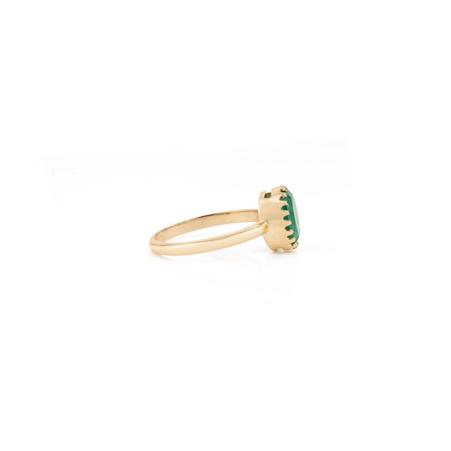 Vintage Inspired 1.9ct Natural Emerald Oval Solitaire Ring Size 5 in 18k Yellow Gold For Sale - Image 9 of 16