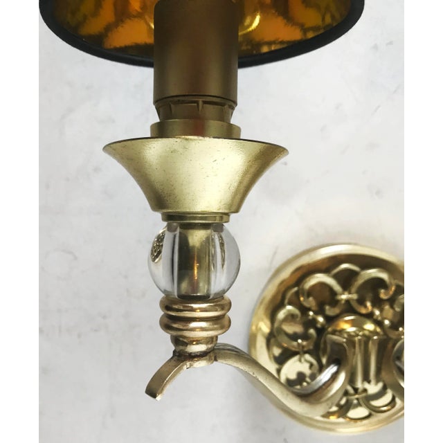 Mid-Century Modern 1950s Mid-Century Modern Maison Lunel Brass and Glass Sconces - a Pair For Sale - Image 3 of 7