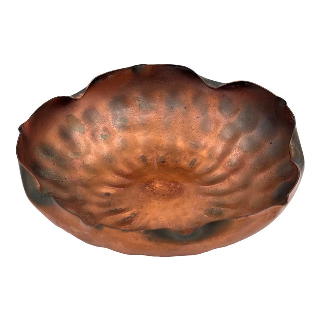 Vintage Hand-Made Copper Flower Catchall Dish or Ashtray For Sale