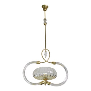 1940s Amazing Art Decò Clear Murano Glass Chandelier by Seguso For Sale