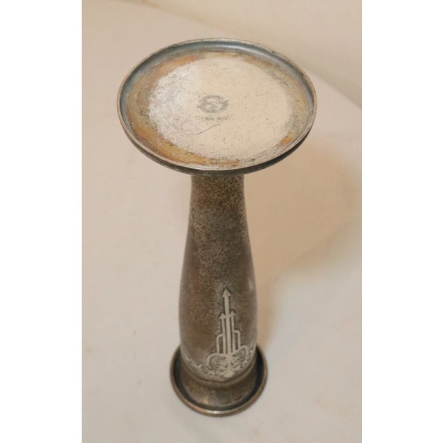 Quality Antique Art Deco Sterling Silver Silver Crest Bronze Ornate Tall Vase For Sale - Image 11 of 12