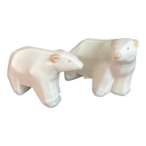 Mid Century Modern Porcelain Polar Bear Mom & Cub Figurines - A Pair