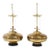 1970s Modern Oversized Brass Table Lamps with Wood Lacquer Base - A Pair For Sale
