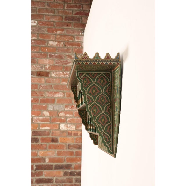 Vintage Moroccan Hand Painted Wall Mounted Three Tiered Spice Shelf / Bracket For Sale In New York - Image 6 of 14