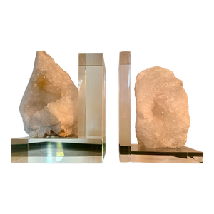 Organic Geode & Lucite Bookends - Set of 2