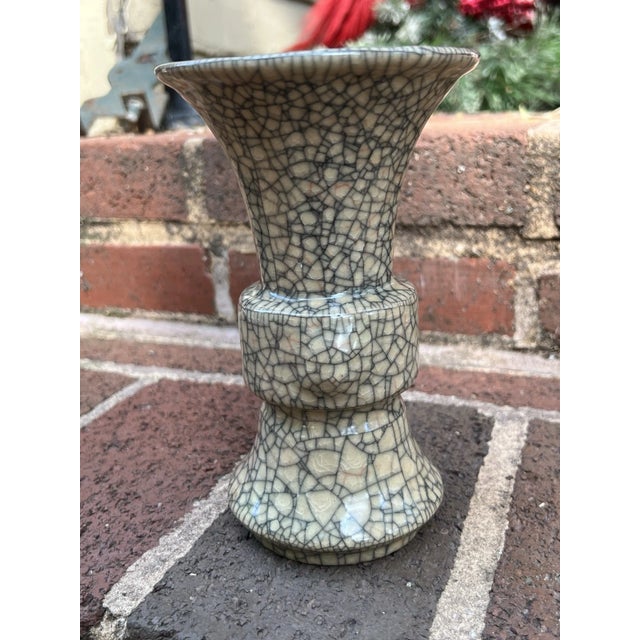 An exceptionally rare and highly collectible antique Chinese Ge ware (Ge Yao) crackle glaze vase. This exquisite piece...