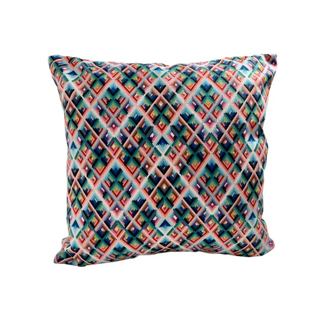 2020s Contemporary 17 X 17 Colorful Diamond Flame Stitch Pillow Cover - Christi Tasker Miami For Sale - Image 5 of 8