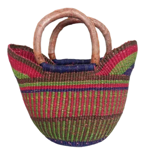 1950s Pink and Green Basket From East Africa