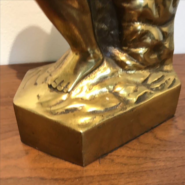 Large Brass Thinker Statue Chairish