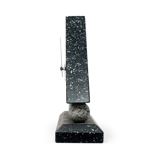 1980s 1980s Triangular Black Splatter Paint Desk Clock For Sale - Image 5 of 7