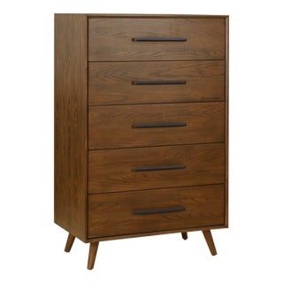 Emery Walnut 5 Drawer Chest For Sale