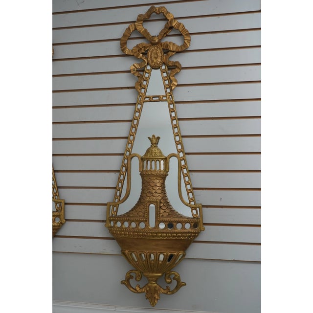 Italian Pair Vintage Italian Gold Wall Mirrors For Sale - Image 3 of 12