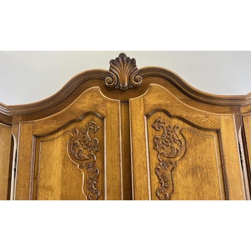 Vintage French Louis XVI Style Wardrobe in Oak For Sale - Image 3 of 12