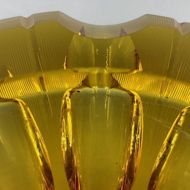 Vintage Art Deco Cut Amber Glass Bowl For Sale - Image 5 of 13