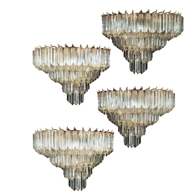 Vintage Murano Wall Sconces, 1980, Set of 4 For Sale