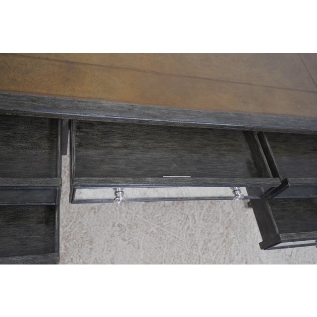 Theodore Alexander Theodore Alexander Louis XVI Mirrored Leather Top Writing Desk For Sale - Image 4 of 18