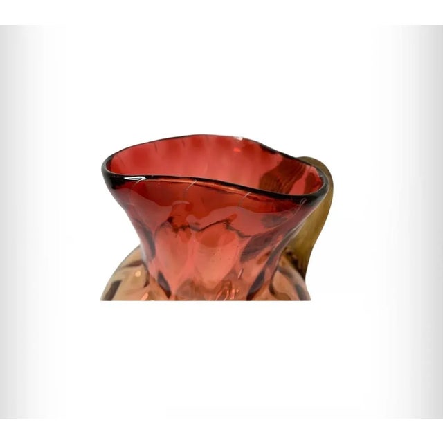 Mid 19th Century Antique Hobbs or Phoenix Amberina Ruby Inverted Thumbprint Pitcher Late 1800’s For Sale - Image 5 of 7