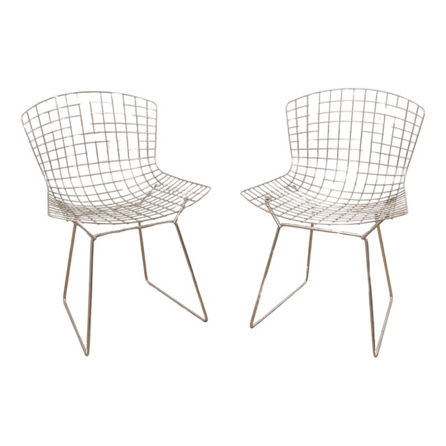 Set of Bertoia Chairs in Chrome-Plated Steel attributed to Harry Bertoia for Knoll, 1970s For Sale