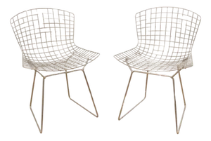 Set of Bertoia Chairs in Chrome-Plated Steel attributed to Harry Bertoia for Knoll, 1970s