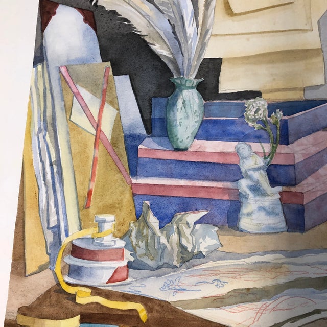 Original Vintage 1970’s Still Life Studio Watercolor Painting Signed Large For Sale In Philadelphia - Image 6 of 8