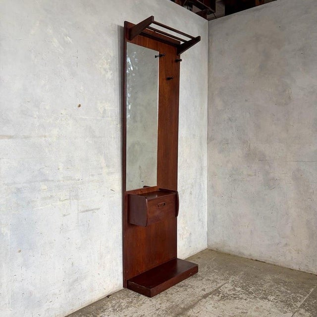 Mid-Century Teak Gentleman's Hallway Stand with Mirror, 1960s For Sale - Image 9 of 9