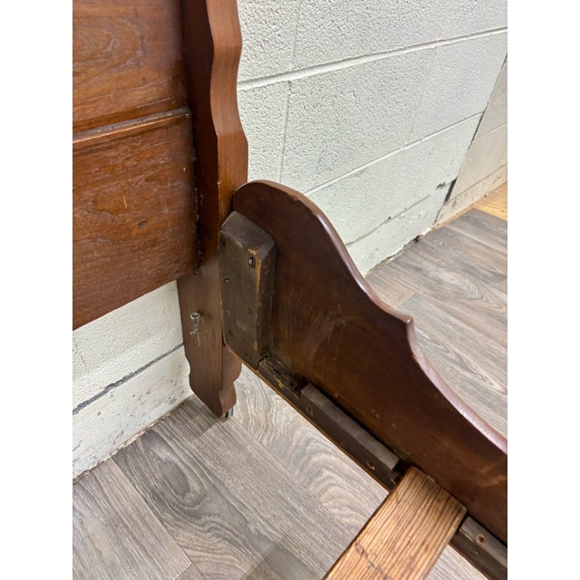 Antique Full Size Victorian Walnut Carved Bedframe For Sale - Image 10 of 13