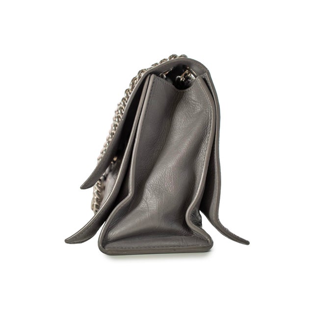 Balenciaga Balenciaga Gray Leather Silver Hardware Crush Chain Medium Flap Shoulder Bag For Sale - Image 4 of 11