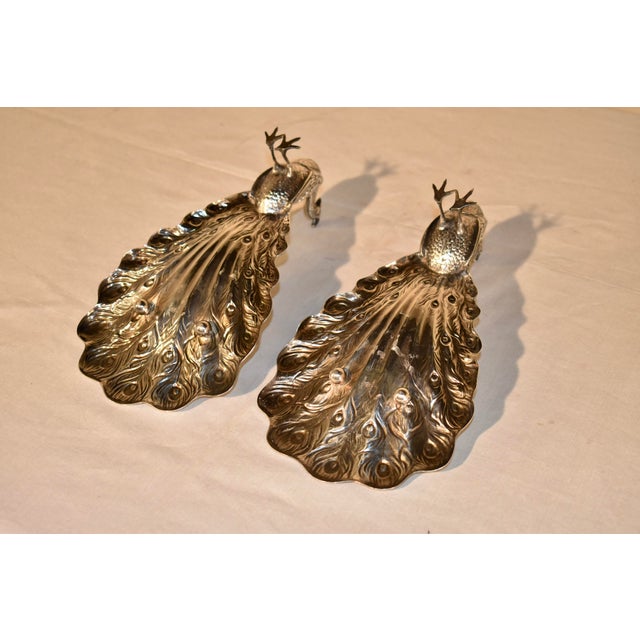 Pair of Signed Sterling Silver Peacock Dishes From Gorham, Circa 1920 For Sale - Image 10 of 12