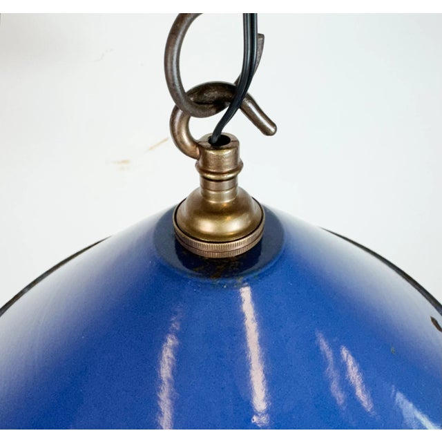 Blue Industrial Blue Enamel Factory Pendant Lamp, 1950s For Sale - Image 8 of 18