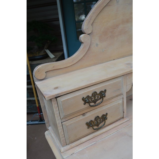 Almond Vintage Scrubbed Rustic Pine Sideboard Credenza / Dresser W/ Arched Top & Drawers For Sale - Image 8 of 17