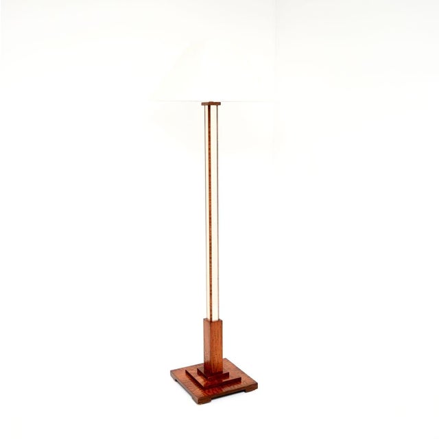 Art Deco Mirrored Walnut Floor Lamp, 1930 For Sale - Image 9 of 9