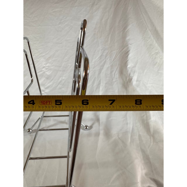 Very Rare and Unique, Chrome Geometric Magazine Rack For Sale - Image 4 of 7