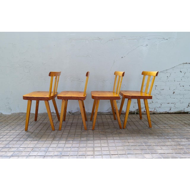 Vintage Swedish Pine Dining Chairs, Set of 4 For Sale - Image 8 of 16