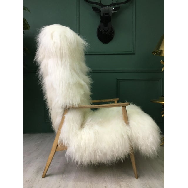 Mid-Century White Sheepskin Armchair For Sale - Image 4 of 13