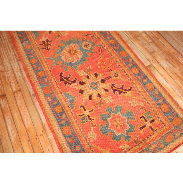Zabihi Collection Antique Long Orange Turkish Oushak Early 20th Century Runner - 2'11" x 18'10" For Sale - Image 10 of 12