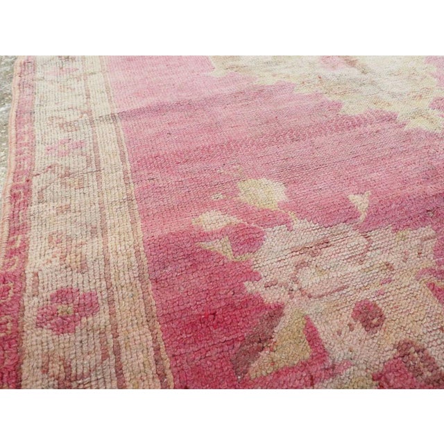Mid 20th Century Galerie Shabab Collection Mid-20th Century Handmade Turkish Oushak Throw Rug For Sale - Image 5 of 8