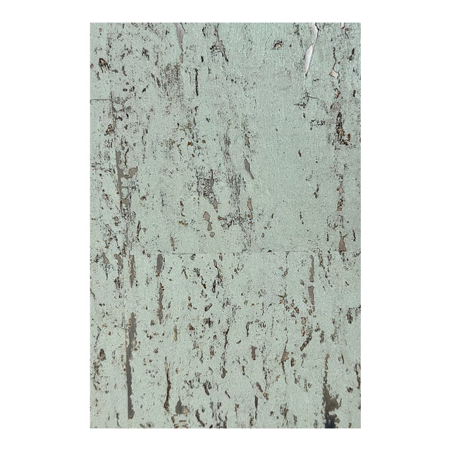 Luxury Natural Cork Wallpaper by House Party | Pale Green With Silver Metallic | 6 Yards For Sale