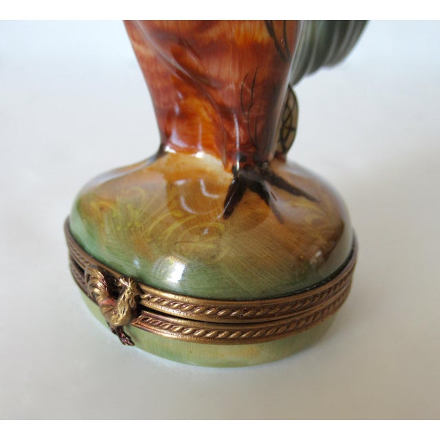Vintage Limoges, France Hand-Painted Porcelain Enamel Crowing "Rooster" Trinket Box For Sale - Image 11 of 13