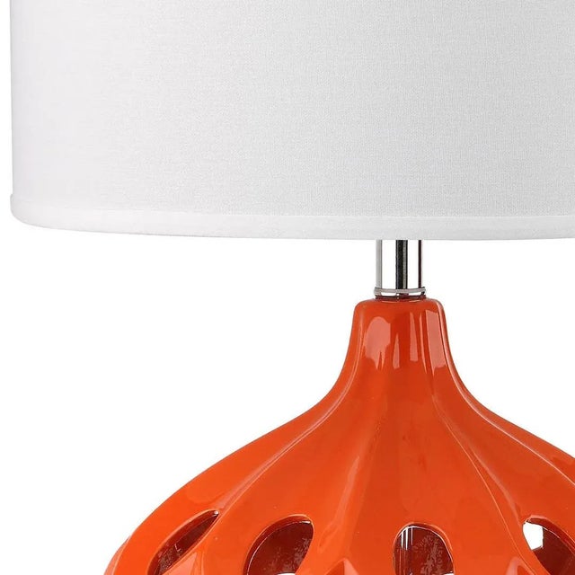 Modern 29-Inch H Ceramic Table Lamp - Orange For Sale - Image 3 of 6