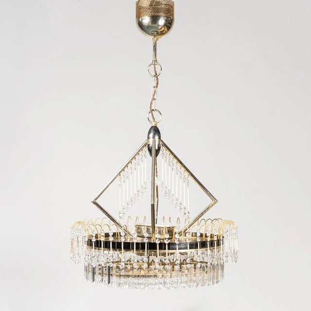Vintage Metal & Brass Chandelier, 1970s For Sale - Image 3 of 14