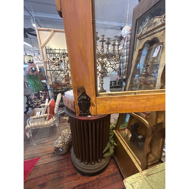 Antique Country Celadon Green Painted Distressed Stepback Cupboard Cabinet For Sale - Image 18 of 18