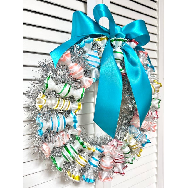2020s Handmade Christmas Wreath With Vintage Glass Candy Ornaments For Sale - Image 5 of 6