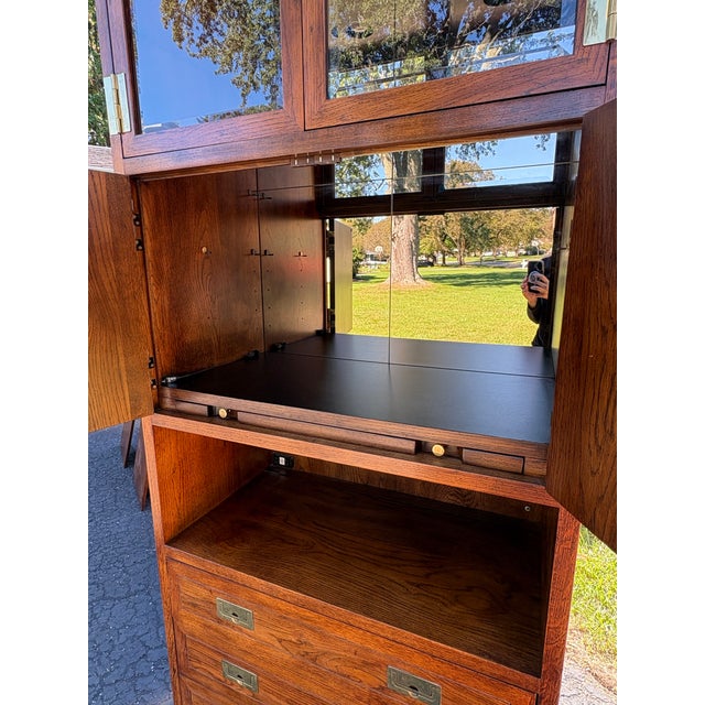 Henredon Solid Red Oak Corner Curio Cabinet For Sale In South Bend - Image 6 of 10