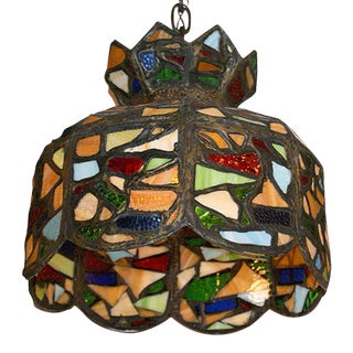 Antique Stained Glass Chandelier For Sale
