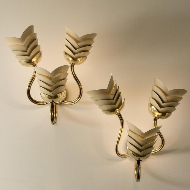 Swedish Modern Brass Wall Lights, 1940s, Set of 2 For Sale - Image 3 of 10
