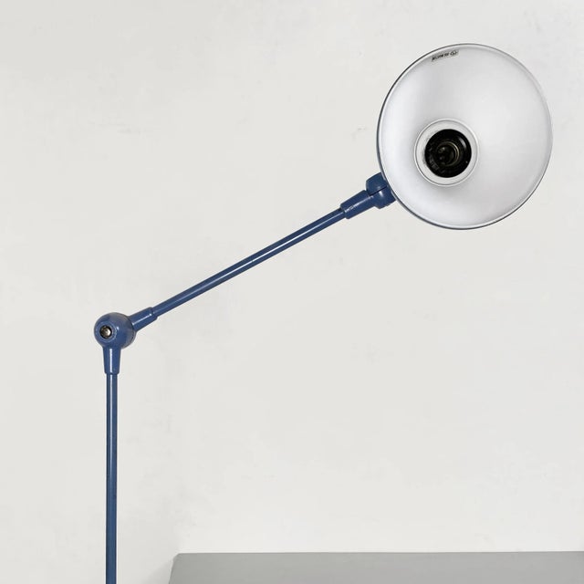 Italian Mid-Century Modern Blue Metal Table Lamp with Clamp, 1970s For Sale - Image 3 of 8
