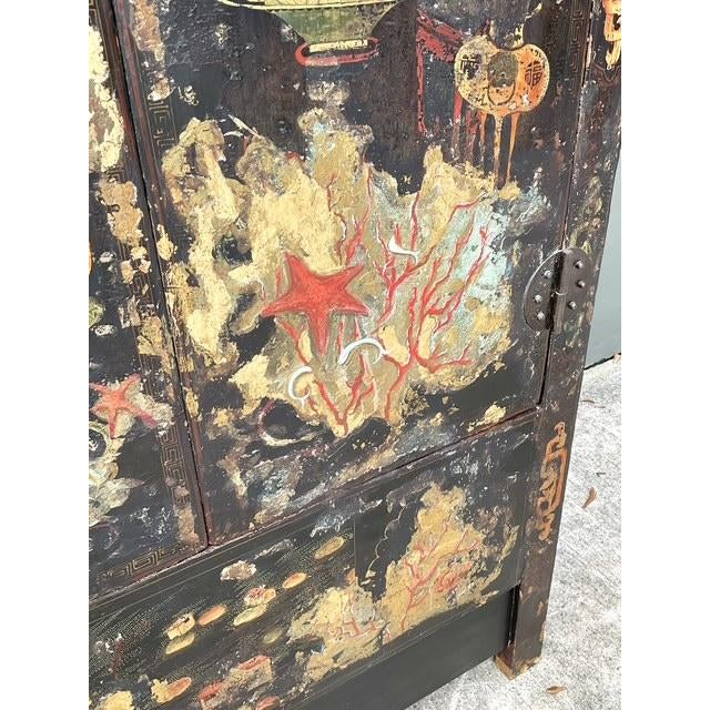 Vintage Asian Hand Painted Wedding Cabinet For Sale In West Palm - Image 6 of 14