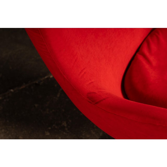 Metal Vintage After-Arne Jacobsen “Egg” Chair in Red Upholstery For Sale - Image 7 of 8