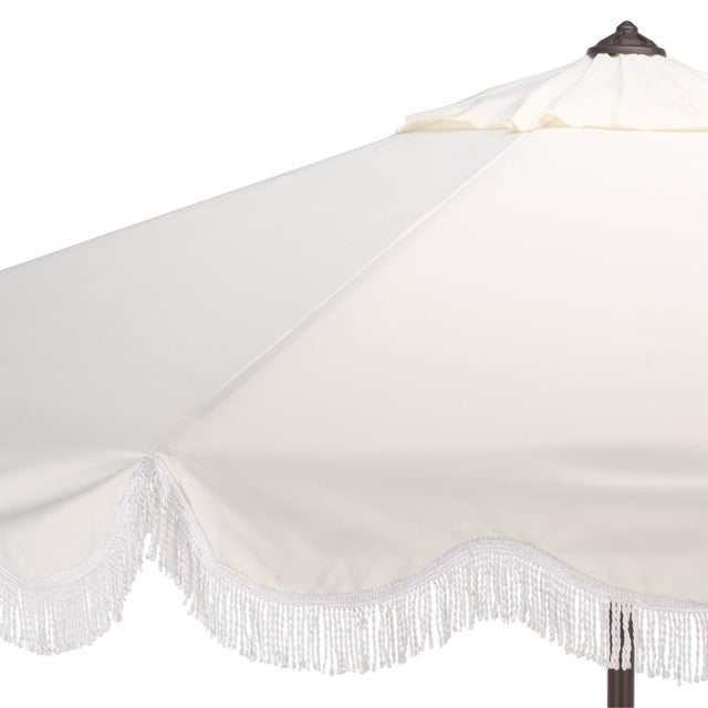 Spritely Home Torsa 9 Ft Crank Umbrella, Ivory/Brown Pole For Sale - Image 4 of 9